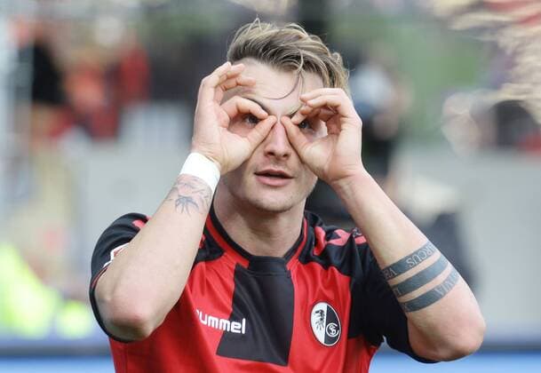 Freiburg , Fußball Bundesliga SC Freiburg vs. TSG 1899 Hoffenheim , Jubel Maximilian Philipp ( Freiburg )