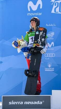 SNOWBOARD, FREESTYLE SKIING - FIS WC 2017 SIERRA NEVADA,SPAIN,12.MAR.17 - SNOWBOARDING - FIS Freestyle Ski and Snowboard World Championships, SBX, Snowboard Cross, final, ladies men, award ceremony. Image shows Chloe Trespeuch (FRA). GEPAxpictures xOliverxLerch