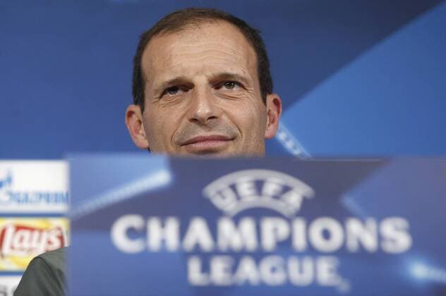 Italy: Soccer Champions League Juventus Juventus coach Massimiliano Allegri attends a press conference PK Pressekonferenz ahead of the Champions League round of 16 second leg soccer match against Porto  IsabellaxBonottox xPacificxPress
