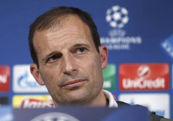 Italy: Soccer Champions League Juventus Juventus coach Massimiliano Allegri attends a press conference PK Pressekonferenz ahead of the Champions League round of 16 second leg soccer match against Porto  IsabellaxBonottox xPacificxPress