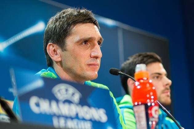 Tayfun Korkut coach of Bayer 04 Leverkusen during the press conference PK Pressekonferenz before the match of Uefa Champions League of Bayer Leverkusen at Vicente Calderon Stadium in Madrid, Spain. March 14, 2017.  (20170314037)