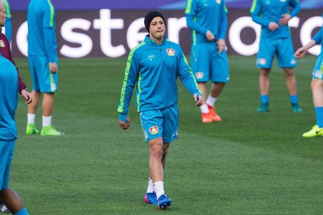 Bilder des Tages - SPORT Javier Hernandez Chicharito of Bayer Leverkusen during the training before the match of Uefa Champions League of Bayer Leverkusen at Vicente Calderon Stadium in Madrid, Spain. March 14, 2017.  (20170314074)