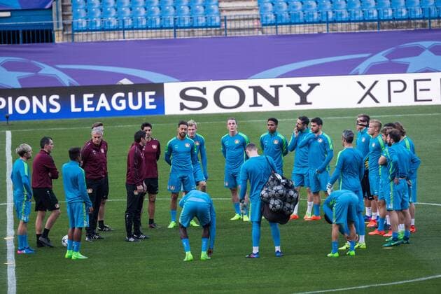 Javier Hernandez Chicharito, Hakan Calhanglu, Omer Toprak, Julian Brandt, Bernd Leno , Stefan Kiesling, Karim Bellarabi, Kevin Kampl, Jonathan Tah, Wendell, Benjamin Henrich, Charles Aranguiz, Kevin Volland, Admir Mehmedi, Lars Bender, Joel Pohjanpalo, Aleksandar Dragovic, Kai HAvertz, Tin Jedvaj, Danny da Costa during the training before the match of Uefa Champions League of Bayer Leverkusen at Vicente Calderon Stadium in Madrid, Spain. March 14, 2017.  (20170314044)