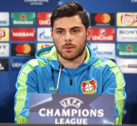 Bayer Leverkusen s striker Kevin Volland during the press confence of the team held at Vicente Calderon stadium in Madrid, Spain on 14 March 2017 on the eve of the Champions League round of 16 second leg match played against Atletico Madrid. BAYER LEVERKUSEN S press conference PK Pressekonferenz !ACHTUNG: NUR REDAKTIONELLE NUTZUNG!  Copyright: xJAVIERxLOPEZx 20170314-636251174741153590