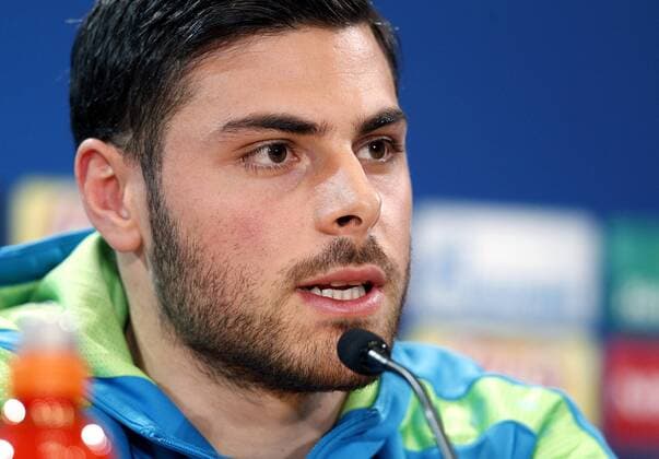 Bayer Leverkusen s striker Kevin Volland during the press confence of the team held at Vicente Calderon stadium in Madrid, Spain on 14 March 2017 on the eve of the Champions League round of 16 second leg match played against Atletico Madrid. BAYER LEVERKUSEN S press conference PK Pressekonferenz !ACHTUNG: NUR REDAKTIONELLE NUTZUNG!  Copyright: xJAVIERxLOPEZx 20170314-636251174757845376