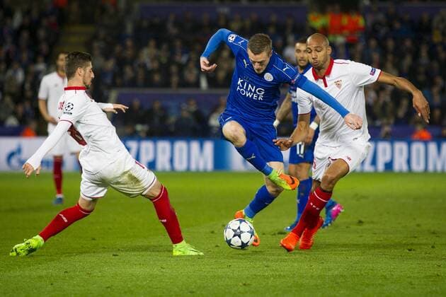 Bilder des Tages - SPORT March 14th 2017, King Power Stadium, Leicester, England; UEFA Champions League Football 2nd Leg, Leicester City versus Seville; Jamie Vardy of Leicester City breaks free of the Sevilla defence xGrahamxWilsonx  ActionPlus11856288