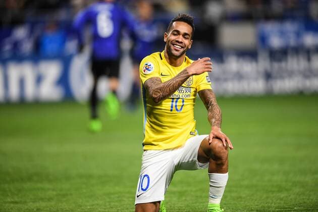 Alex Teixeira of China s Jiangsu Suning reacts in the Group H match against Japan s Gamba Osaka during the AFC Champions League 2017 in Osaka, Japan, 15 March 2017. Jiangsu Suning competes against Gamba Osaka at AFC group match  20170315_32021