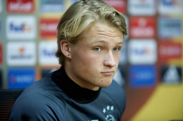 15-03-2017 VOETBAL: TRAINING EN PERSCONFERENTIE AJAX: AMSTERDAM Kasper Dolberg (Ajax) Foto: SCS Michel Utrecht xVIxxIVx 7345211