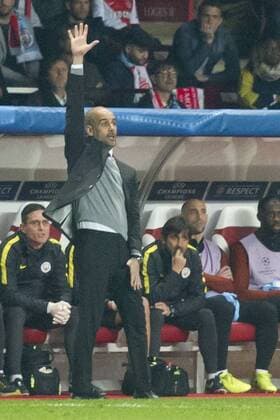 Football - UEFA Champions League - Round of Sixteen: AS Monaco 3 vs. Manchester City 5 Manchester City manager Pepe Guardiola on the touchline , at the Stade Louis II. COLORSPORT WINSTON BYNORTH 