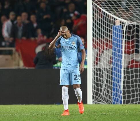 Fernandinho of Manchester City dejected following Monaco s opening goal during the UEFA Champions League Round of 16 2nd Leg match at the Stage Louis ll Stadium, Monaco. Picture date: March 15th, 2017. Pic credit should read: David Klein Sportimage EDITORIAL USE ONLY. No use with unauthorised audio, video, data, fixture lists, club league logos or live services. Online in-match use limited to 120 images, no video emulation. No use in betting, games or single club league player publications.
