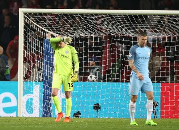 Dejected Wilfredo Caballero of Manchester City following the second goal during the UEFA Champions League Round of 16 2nd Leg match at the Stage Louis ll Stadium, Monaco. Picture date: March 15th, 2017. Pic credit should read: David Klein Sportimage EDITORIAL USE ONLY. No use with unauthorised audio, video, data, fixture lists, club league logos or live services. Online in-match use limited to 120 images, no video emulation. No use in betting, games or single club league player publications.
