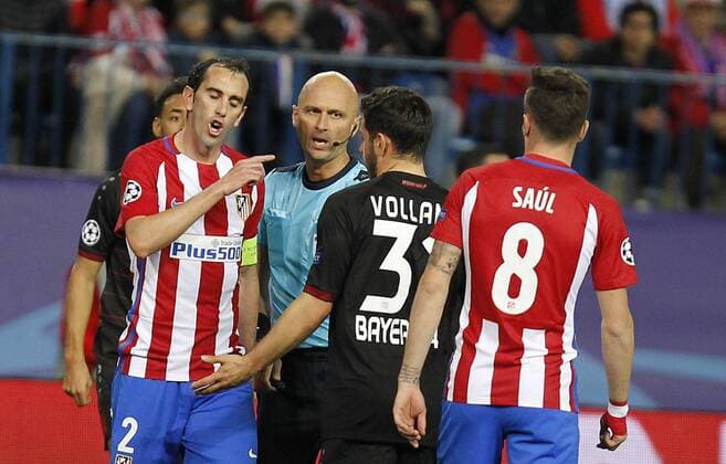 Soccer match between Atletico de Madrid and Beyer Leverkusen of the 2016 2017 Champions League, held at the Vicente Calderon stadium, in Madrid, March 15, 2017. (Photo: J. Luis Cuesta 261 Cordon Press). Godin  xJosexLuisxCuestax xx