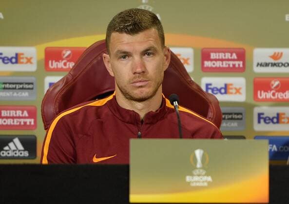 March 15, 2017 - Rome, Italy - Edin Dzeko of AS Roms attends a press conference PK Pressekonferenz at Centro Sportivo Fulvio Bernardini on March 15, 2017 in Rome, Italy. AS Roma press and training session  - ZUMAn230 20170315_zaa_n230_136 Copyright: xSilviaxLorex