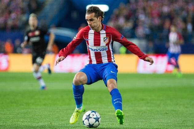 Antoine Griezmann of Atletico de Madrid during the match of Uefa Champions League between Atletico de Madrid and Bayer Leverkusen at Vicente Calderon Stadium in Madrid, Spain. March 15, 2017.  (20170315007)