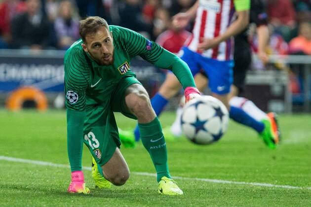 Jan Oblak of Atletico de Madrid during the match of Uefa Champions League between Atletico de Madrid and Bayer Leverkusen at Vicente Calderon Stadium in Madrid, Spain. March 15, 2017.  (20170315026)