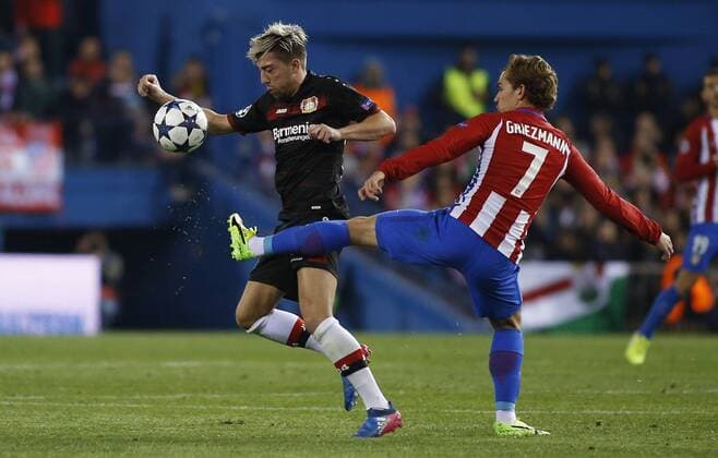 Fußball, CL, Atletico Madrid - Bayer Leverkusen Second Leg of 1 8 Champions League match between Atletico Madrid and Bayer Leverkusen. In this picture, Griezmann. xÃngelxRiverox 