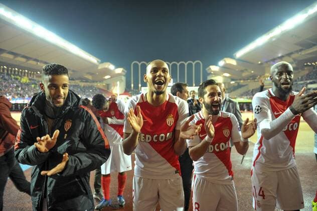 Fußball, CL, AS Monaco - Manchester City AS Monaco - Fabinho - Bakayoko - Moutinho FOOTBALL : AS Monaco vs Manchester City - Champions League - 15 03 2017 NorbertScanella Panoramic 