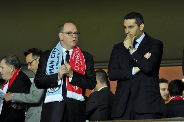 Fußball, CL, AS Monaco - Manchester City Le Prince Albert de Monaco - Khaldoon Al Mubarak (President de Manchester City) CELEBRITIES : AS Monaco vs Manchester City - Champions League - 15 03 2017 NorbertScanella Panoramic 