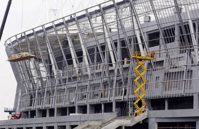 ROSTOV-ON-DON, RUSSIA - MARCH 16, 2017: The construction site of Rostov Arena Stadium, a venue for 2018 FIFA World Cup WM Weltmeisterschaft Fussball matches. Valery Matytsin TASS  TS0447BA
