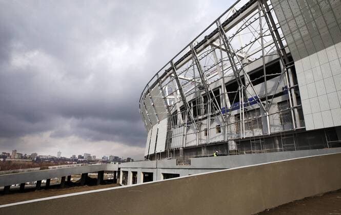 Bilder des Tages - SPORT ROSTOV-ON-DON, RUSSIA - MARCH 16, 2017: The construction site of Rostov Arena Stadium, a venue for 2018 FIFA World Cup WM Weltmeisterschaft Fussball matches. Valery Matytsin TASS  TS0447BC