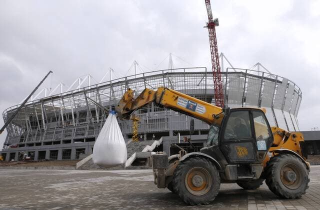 ROSTOV-ON-DON, RUSSIA - MARCH 16, 2017: The construction site of Rostov Arena Stadium, a venue for 2018 FIFA World Cup WM Weltmeisterschaft Fussball matches. Valery Matytsin TASS  TS0447B5