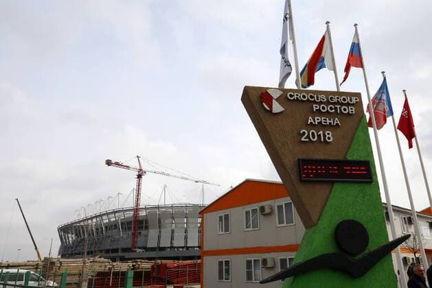 ROSTOV-ON-DON, RUSSIA - MARCH 16, 2017: The construction site of Rostov Arena Stadium, a venue for 2018 FIFA World Cup WM Weltmeisterschaft Fussball matches. Valery Matytsin TASS  TS0447A9