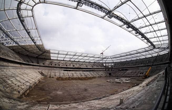 ROSTOV-ON-DON, RUSSIA - MARCH 16, 2017: The construction site of Rostov Arena Stadium, a venue for 2018 FIFA World Cup WM Weltmeisterschaft Fussball matches. Valery Matytsin TASS  TS0447AA