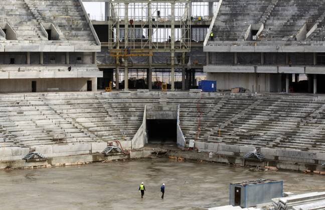 ROSTOV-ON-DON, RUSSIA - MARCH 16, 2017: The construction site of Rostov Arena Stadium, a venue for 2018 FIFA World Cup WM Weltmeisterschaft Fussball matches. Valery Matytsin TASS  TS0447AE