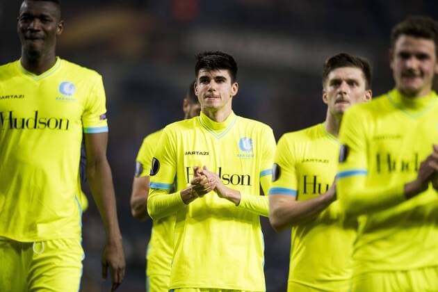 Gent s Thibault De Smet pictured after the return game of 1 8 finals of the Europa League competition between Belgian soccer team KRC Genk and Belgian club KAA Gent, Thursday 16 March 2017, in Genk. First leg in Gent ended on a 2-5 result. JASPERxJACOBS  x05065925x