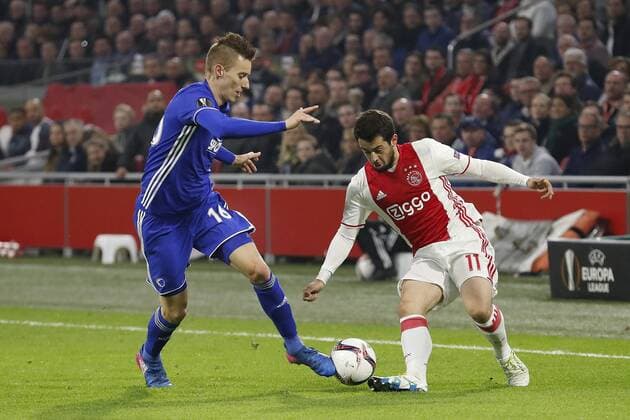 (L-R) Jan Gregus of FC Copenhagen, Amin Younes of Ajaxduring the UEFA Europa League round of 32 match between Ajax Amsterdam and FC Copenhagen at the Amsterdam Arena on March 16, 2017 in Amsterdam, The Netherlands Ajax v FC Kopenhagen UEFA Europa League 2016 2017 xVIxxIVx 7353711