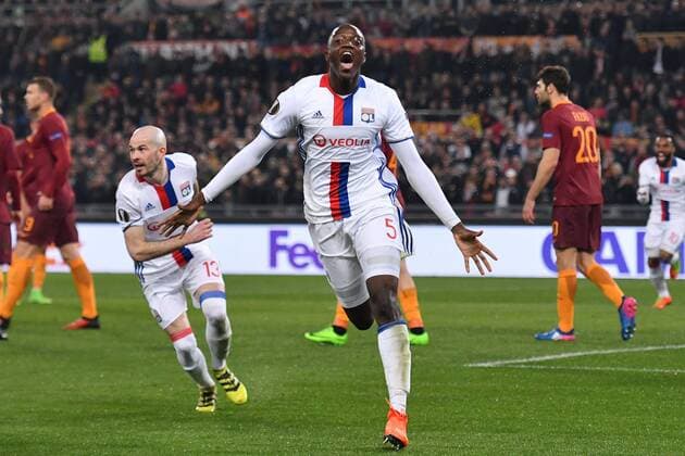 Fußball, EL, AS Rom - Olympique Lyon Esultanza Gol Mouctar Dikhaby Lyon 0-1 Goal celebration Football, Roma 16-03-2017 Europa League 2016 2017 Round of 16 AS Rom - Olympique Lyon AndreaxStaccioli