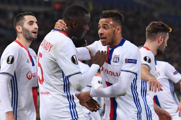 Fußball, EL, AS Rom - Olympique Lyon Esultanza Gol Mouctar Dikhaby Lyon 0-1 Goal celebration Football, Roma 16-03-2017 Europa League 2016 2017 Round of 16 AS Rom - Olympique Lyon AndreaxStaccioli