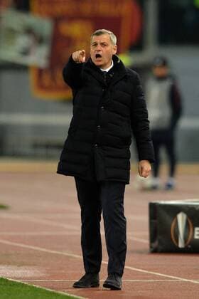 Fußball, EL, AS Rom - Olympique Lyon Bruno Genesio, Lyonnais coach. Football, Roma 16-03-2017 Europa League 2016 2017 Round of 16 AS Rom - Olympique Lyon AntoxBaldassarre
