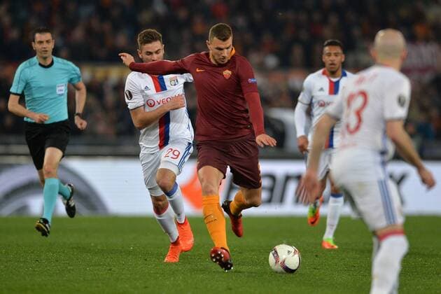 Fußball, EL, AS Rom - Olympique Lyon Edin Dzeko Roma. Football, Roma 16-03-2017 Europa League 2016 2017 Round of 16 AS Rom - Olympique Lyon AntoxBaldassarre