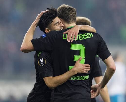 Mönchengladbach, 16.03.2017 Torjubel: Mahmoud Dahoud (BMG), Andreas Christensen (BMG) Borussia Mönchengladbach - FC Schalke 04
