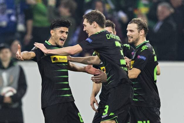 Mönchengladbach, 16.03.2017 Torjubel: Mahmoud Dahoud (BMG), Andreas Christensen (BMG), Tony Jantschke (BMG) Borussia Mönchengladbach - FC Schalke 04