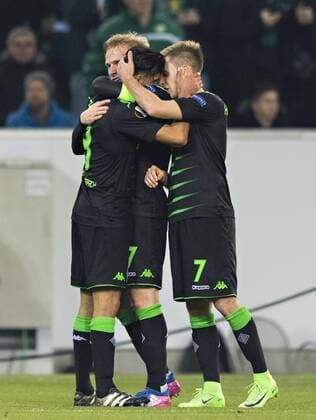 Mönchengladbach, 16.03.2017 Torjubel: Mahmoud Dahoud (BMG), Oscar Wendt (BMG), Patrick Herrmann (BMG) Borussia Mönchengladbach - FC Schalke 04