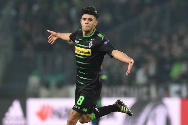 Fußball Europa League Achtelfinale Borussia Mönchengladbach - FC Schalke 04 am 16.03.2017 im Borussia-Park in Mönchengladbach Torjubel zum 2:0 durch Mahmoud Dahoud ( Mönchengladbach ) xRx