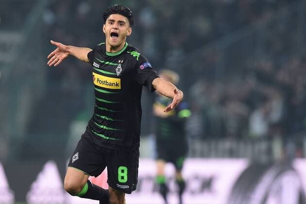 Fußball Europa League Achtelfinale Borussia Mönchengladbach - FC Schalke 04 am 16.03.2017 im Borussia-Park in Mönchengladbach Torjubel zum 2:0 durch Mahmoud Dahoud ( Mönchengladbach ) xRx