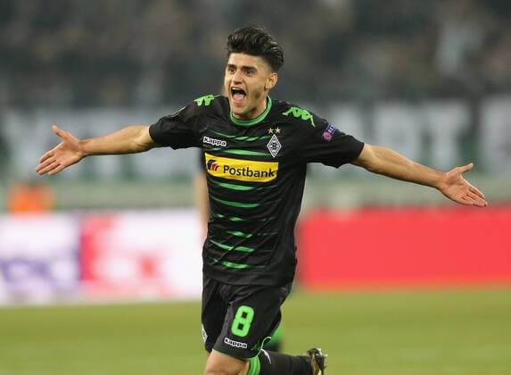 Gladbach, Germany 16.03.2017, Europa League Achtefinale Rueckspiel, Borussia Moenchengladbach - FC Schalke 04, Torjubel 2-0 Mahmoud Dahoud (Moenchengladbach). ( DeFodi512