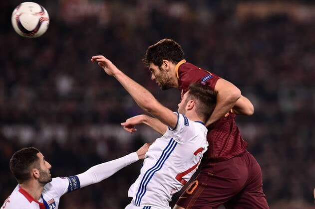 Federico Fazio of AS Roma attempts to score first goal during the UEFA Europa League match between Roma and Olympique Lyonnais at Stadio Olimpico, Rome, Italy on 16 March 2017. Copyright: xGiuseppexMaffiax 14640008