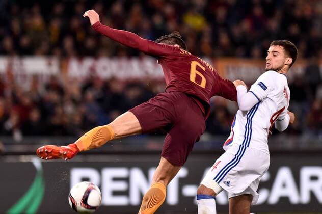 Kevin Strootman of AS Roma scores his side first goal during the UEFA Europa League match between Roma and Olympique Lyonnais at Stadio Olimpico, Rome, Italy on 16 March 2017. Copyright: xGiuseppexMaffiax 14640022