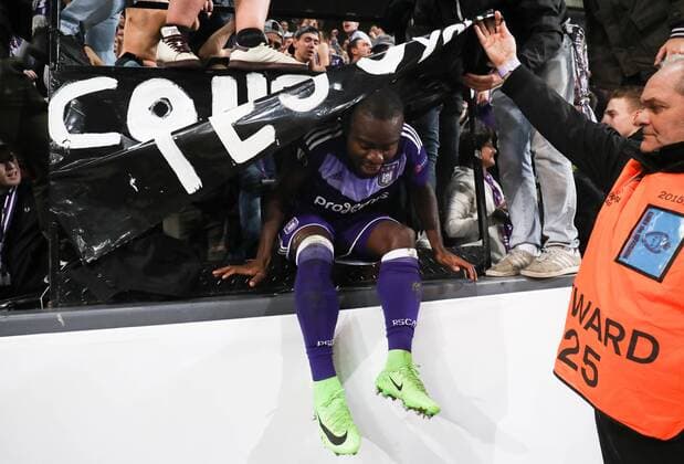 Bilder des Tages - SPORT Anderlecht s Frank Acheampong celebrates after winning a return 1 8 final game of the Europa League competition between Belgian soccer team RSC Anderlecht and Cyprus team Apoel Nicosie in Anderlecht, Thursday 16 March 2017. First leg in Nicosie ended on a 0-1 result. VIRGINIExLEFOUR  x05066067x
