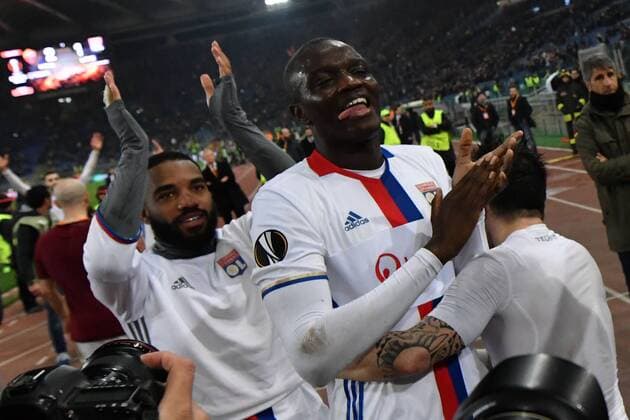 Esultanza del Lyonnais dopo la vittoria Mouctar Diakhaby Roma 16-03-2017 Stadio Olimpico Uefa Europa League 2016 2017 Round of 16 AS Roma - Olympique Lyonnais Foto Antonietta Baldassarre Insidefoto AntoxBaldassarre