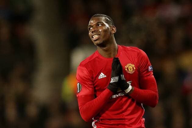 Paul Pogba of Manchester United ManU looks dejected during the UEFA Europa League Round of 16 2nd leg match at Old Trafford Stadium, Manchester. Picture date: March 16th, 2017. Pic credit should read: Matt McNulty Sportimage EDITORIAL USE ONLY. No use with unauthorised audio, video, data, fixture lists, club league logos or live services. Online in-match use limited to 120 images, no video emulation. No use in betting, games or single club league player publications.