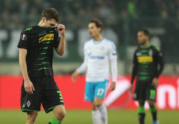 Gladbach, Germany 16.03.2017, Europa League Achtefinale Rueckspiel, Borussia Moenchengladbach - FC Schalke 04, Andreas Christensen (Moenchengladbach, L) enttaeuscht. ( DeFodi512