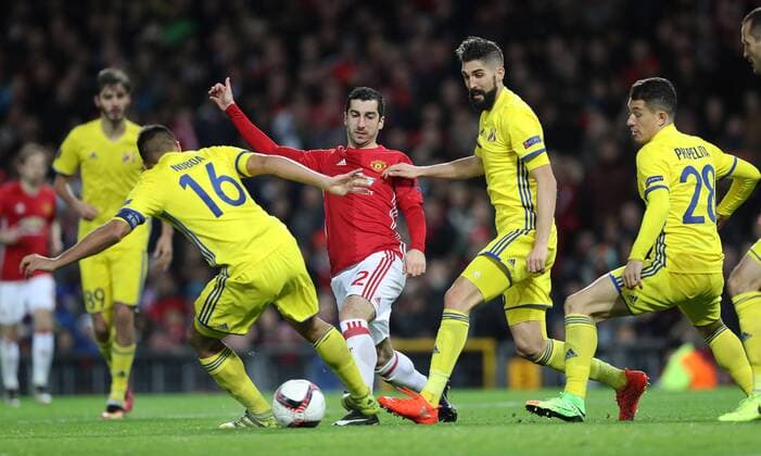 Football - 2016 2017 Europa Cup - Round 16, 2nd leg - Manchester United ManU vs FC Rostov Henrik Mkhitaryan of Manchester United during the match at Old Trafford. 
