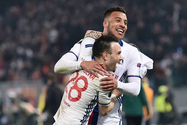 As Roma 16 03 2017 - Europa League Roma-Lione foto Antonello Sammarco Image nella foto: Mathieu Valbuena-Corentin Tolisso 