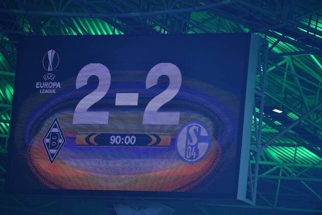 GER, Borussia Mönchengladbach (GER) vs. FC Schalke 04 (GER) 16.03.2017, Borussia Park , Moenchengladbach , Europa Leaque, Achtelfinale, Rueckspiel GER, Borussia Mönchengladbach (GER) vs. FC Schalke 04 (GER) im Bild: Endstand 2:2 Foto © nordphoto Meuter nordphotox xMeuter