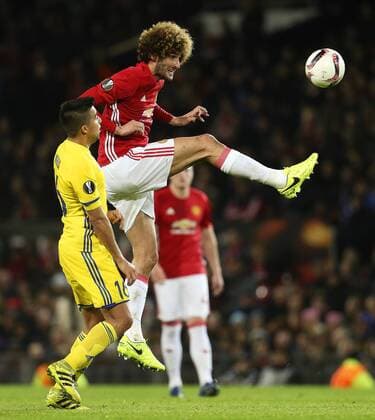 Marouane Fellaini of Manchester United ManU during the UEFA Europa League Round of 16 2nd leg match at Old Trafford Stadium, Manchester. Picture date: March 16th, 2017. Pic credit should read: Matt McNulty Sportimage EDITORIAL USE ONLY. No use with unauthorised audio, video, data, fixture lists, club league logos or live services. Online in-match use limited to 120 images, no video emulation. No use in betting, games or single club league player publications.
